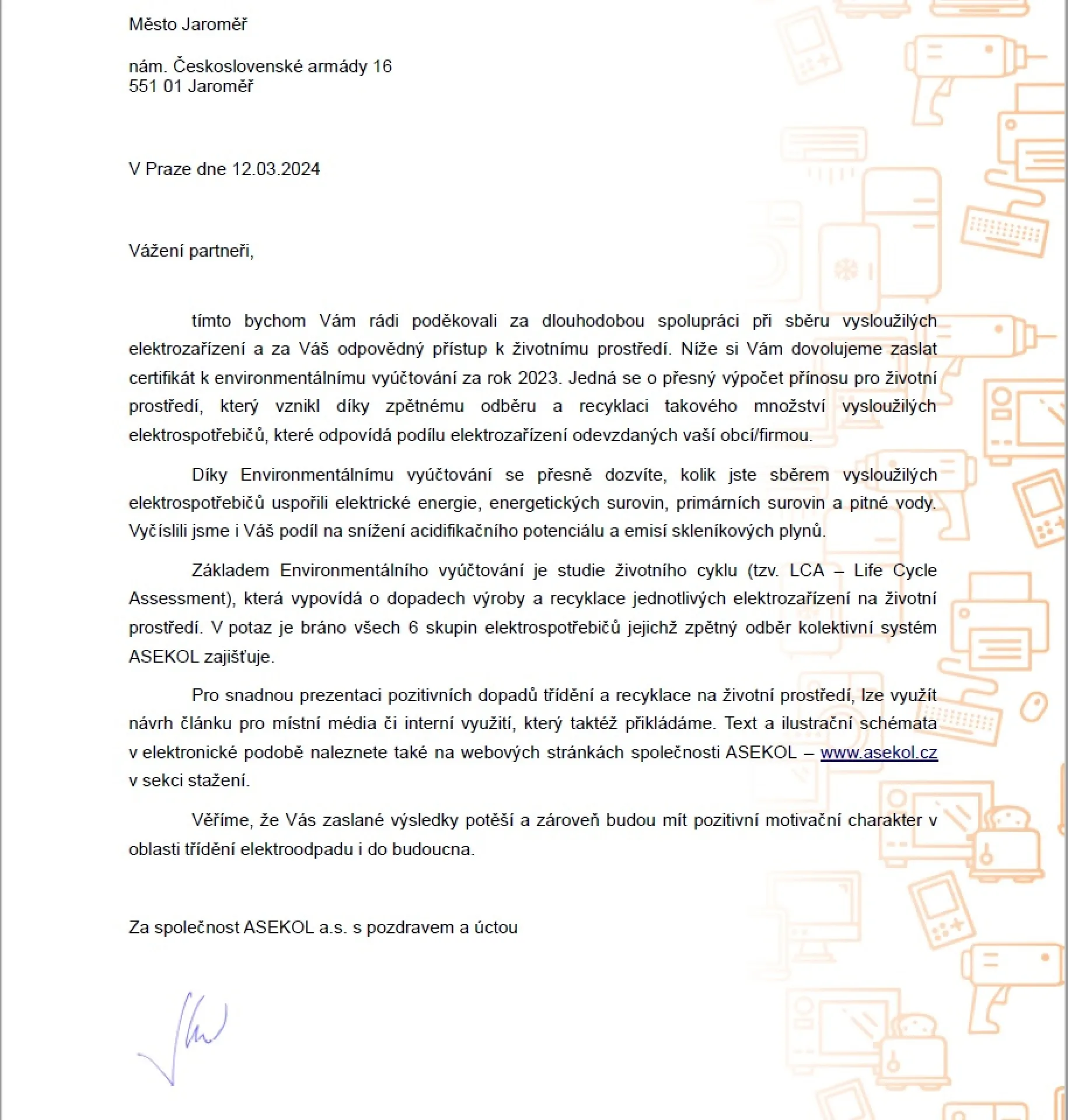 Dopis k EV za rok 2023