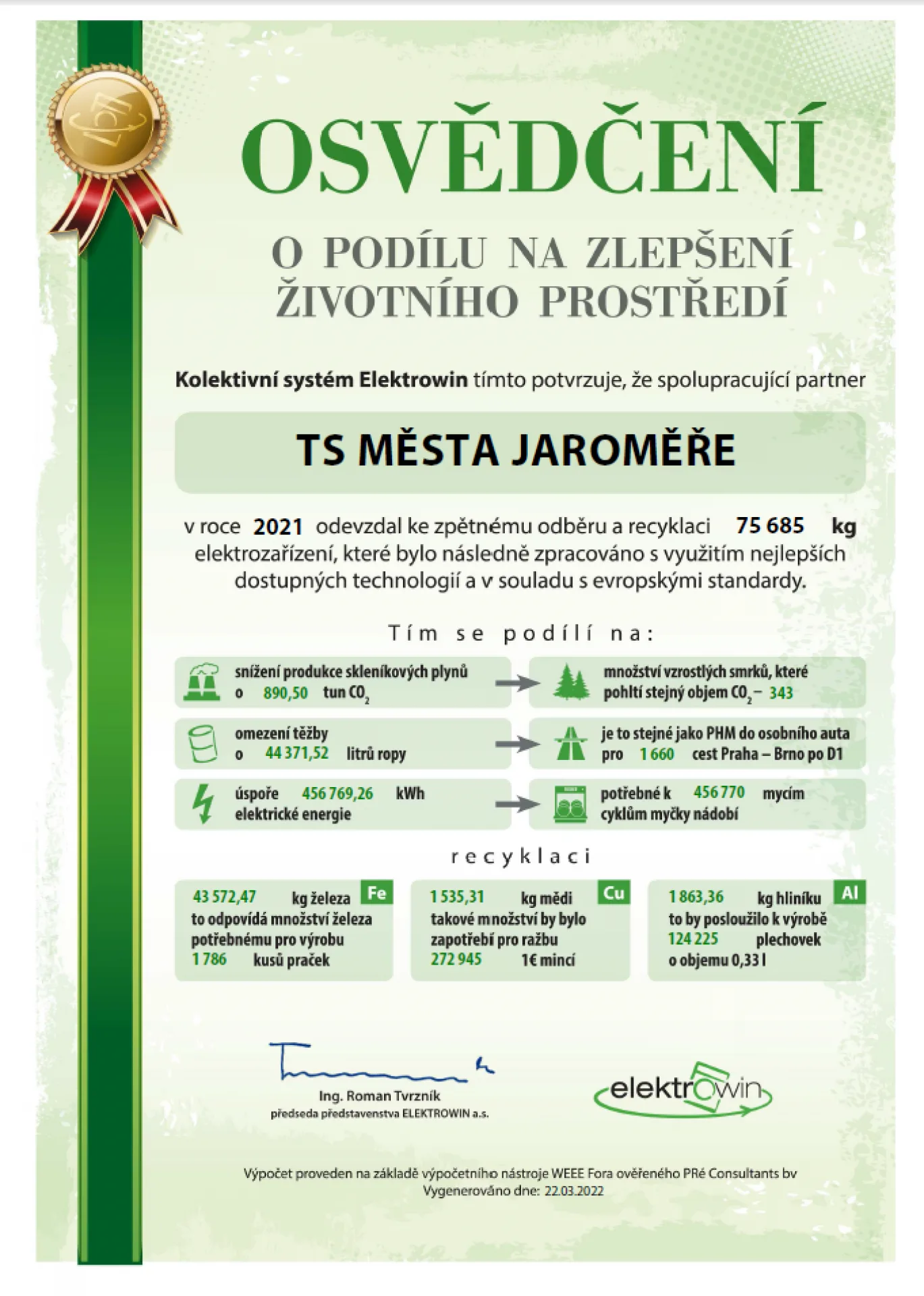 Osvědčení Elektrowin