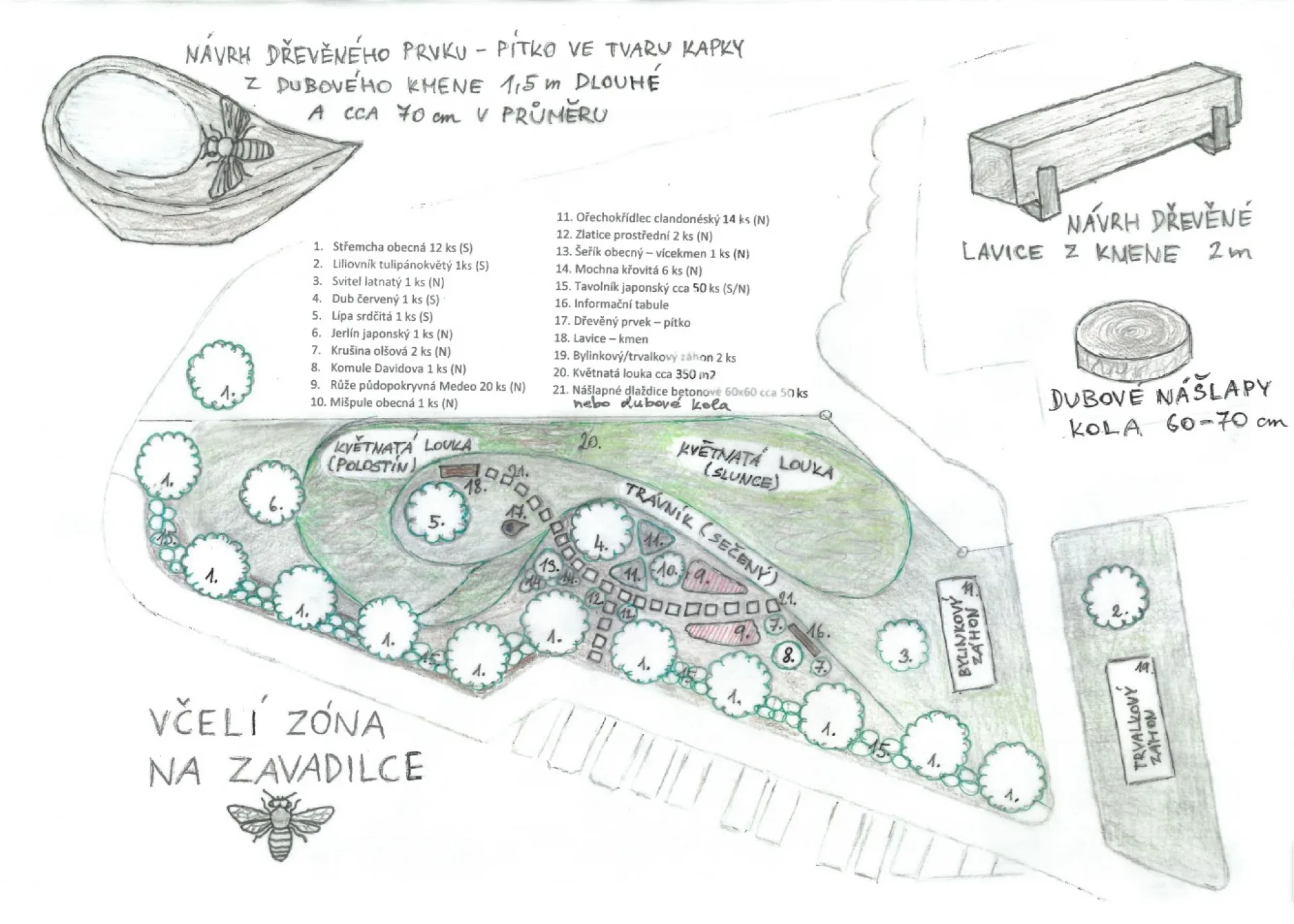 Plánek včelí zóny na Zavadilce