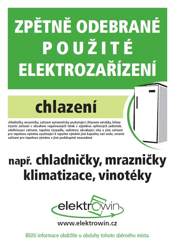 Zpětně odebrané použité elektrozařízení - chlazení (chladničky, mrazničky, klimatizace, vinotéky)